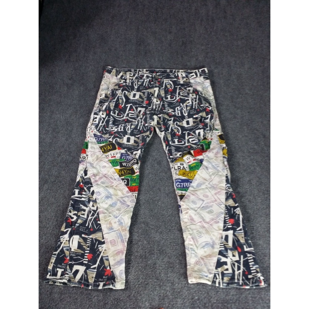 Hip Hop Slim Fit Jeans Men Sz 40 Multicolor Graffiti Art Print Streetwear Pants